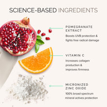 Load image into Gallery viewer, Science-based ingredients with pomegranate, orange, and zinc oxide
