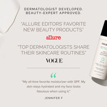 Load image into Gallery viewer, Skincare product with text about dermatologist approval and beauty editor recommendations
